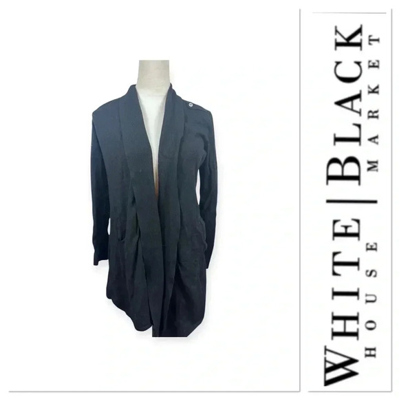 White House Black Market black open front sweater size medium - Picture 1 of 9